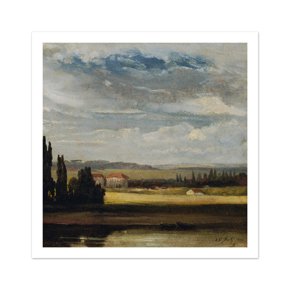 Landscape view with high cloud sky by Johan Christian Claussen Dahl - Medium / With Margin / No Frame