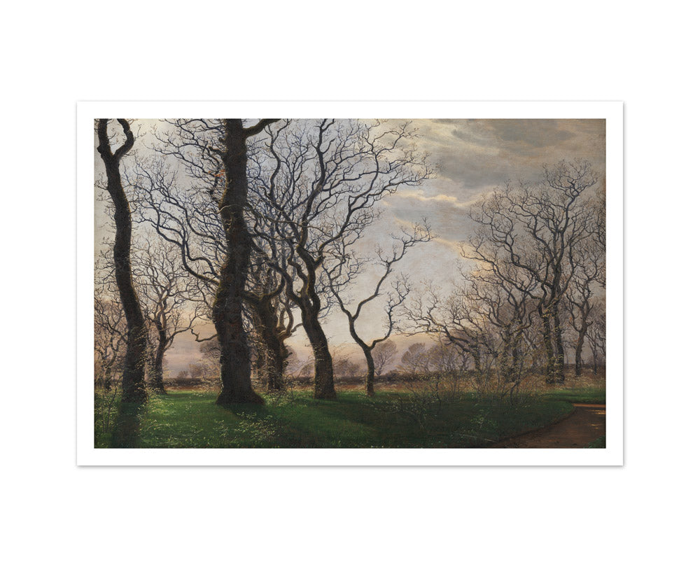 On the Outskirts of an Oak Forest on an Early Spring Morning by Janus la Cour - Medium / With Margin / No Frame