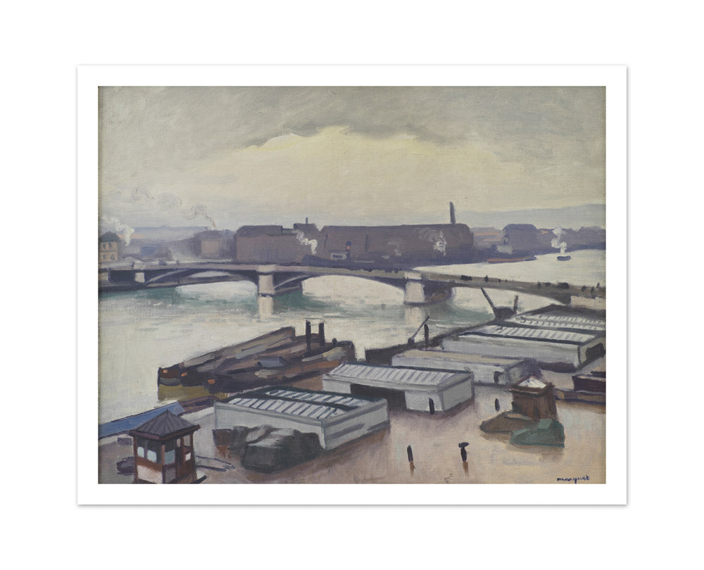 Quai de Paris at Rouen. Rainy Weather by Albert Marquet - Medium / With Margin / No Frame