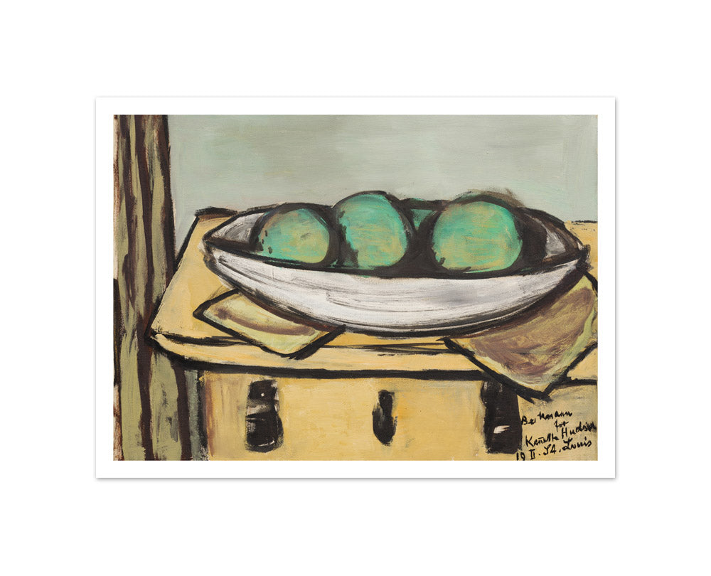 Still Life with Large Green Fruit by Max Beckmann - Small / With Margin / No Frame