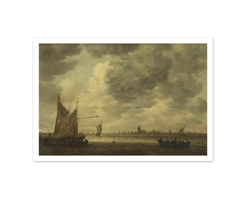The River Oude Maas near Dordrecht by Jan van Goyen - Small / With Margin / No Frame
