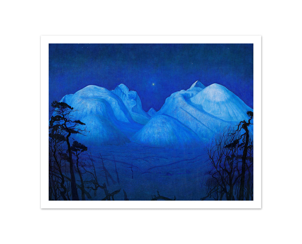Winter Night in the Mountains by Harald Sohlberg - Small / With Margin / No Frame