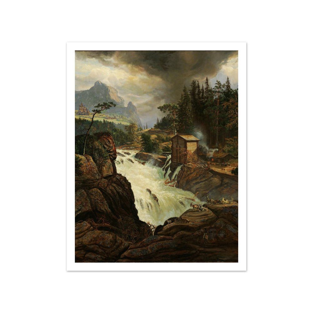 The upper Falls of the Labrofoss by Johan Christian Dahl - Small / With Margin / No Frame