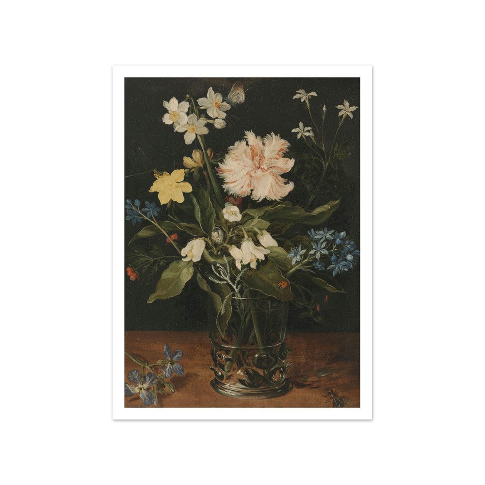 Still Life with Flowers in a Glass by Jan Brueghel - Small / With Margin / No Frame