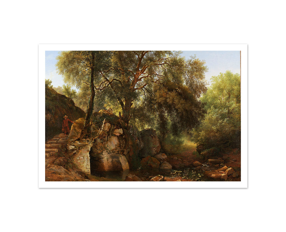 View in the Park of the Villa Chigi at Ariccia by Abraham Teerlink - Small / With Margin / No Frame