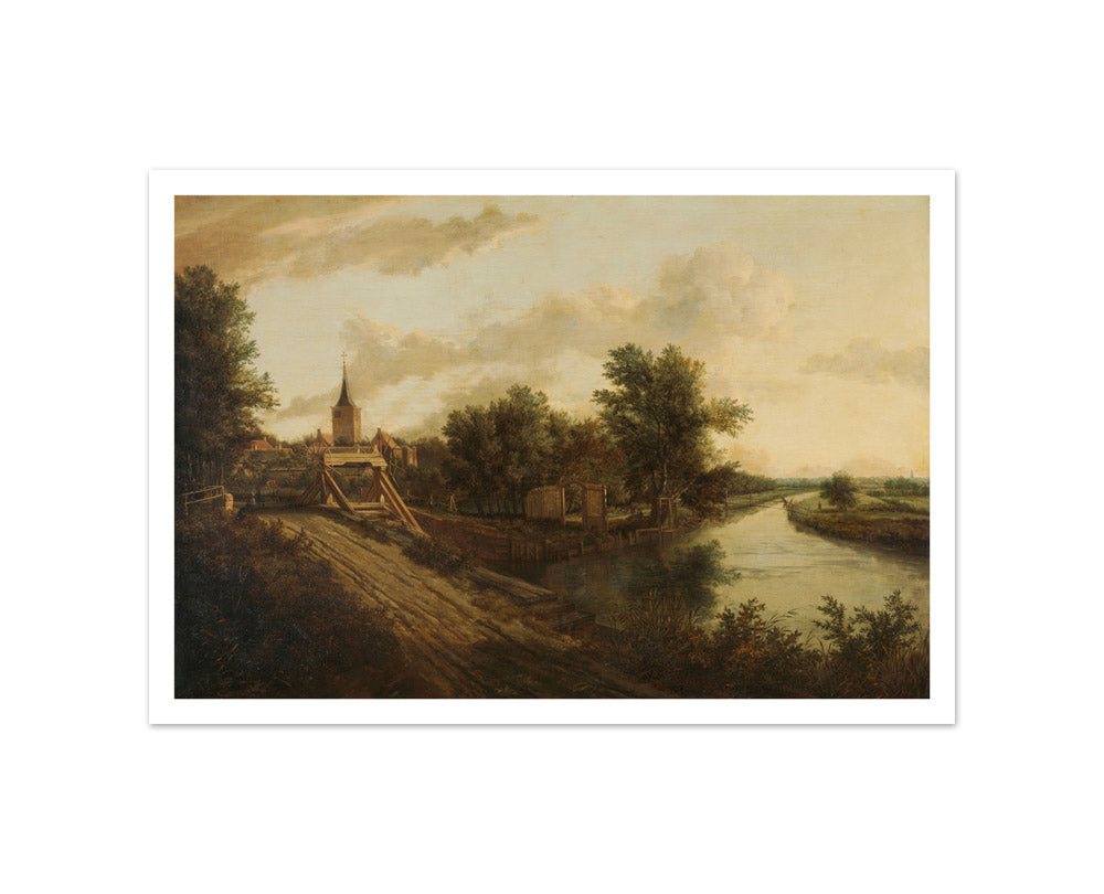 Landscape with rolling bridge by Unknown - Small / With Margin / No Frame