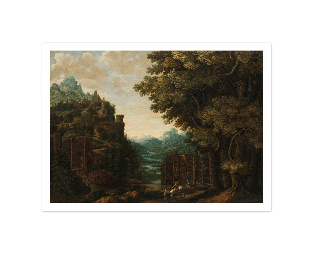 Mountainous Landscape with River Valley and Castles by Jan Meerhout - Small / With Margin / No Frame