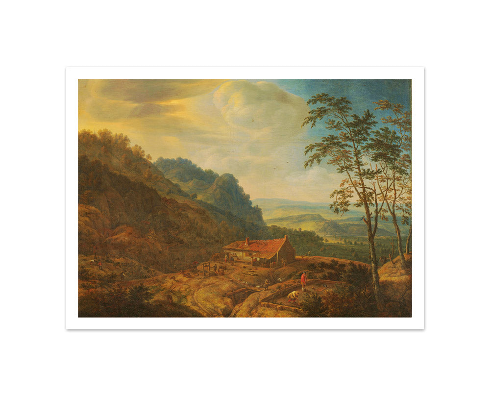Mountainous Landscape with Farm by Herman Saftleven - Small / With Margin / No Frame