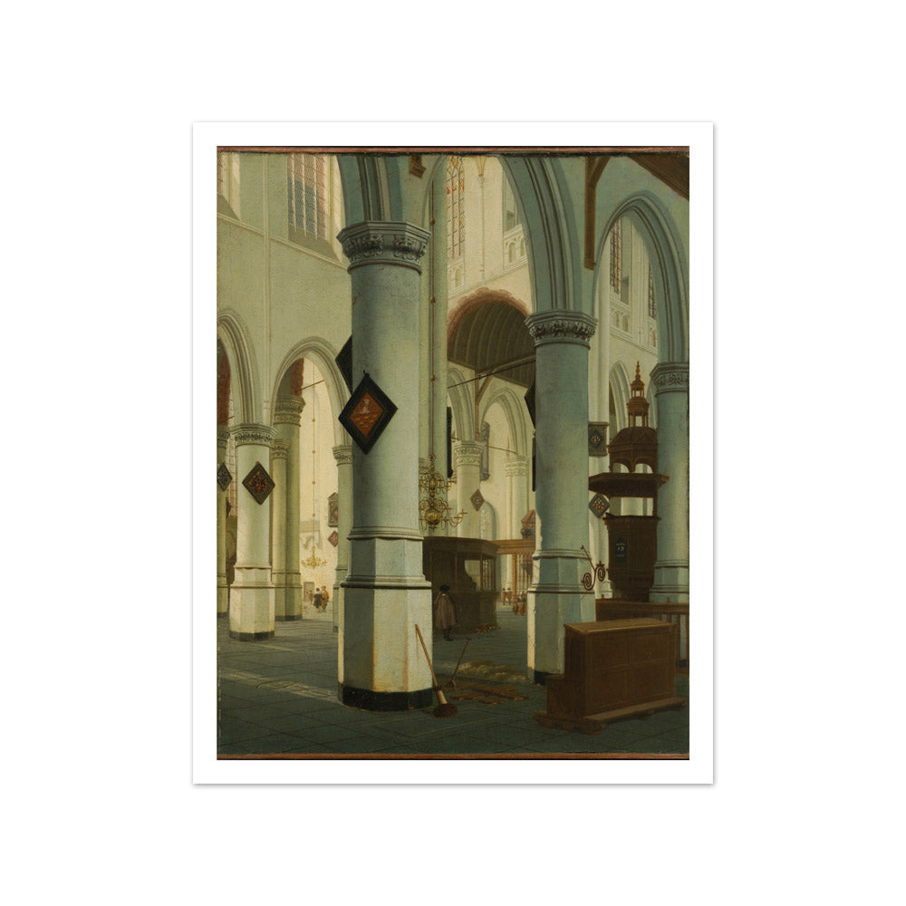 Interior of the Oude Kerk, Delft by Hendrick van Vliet - Small / With Margin / No Frame