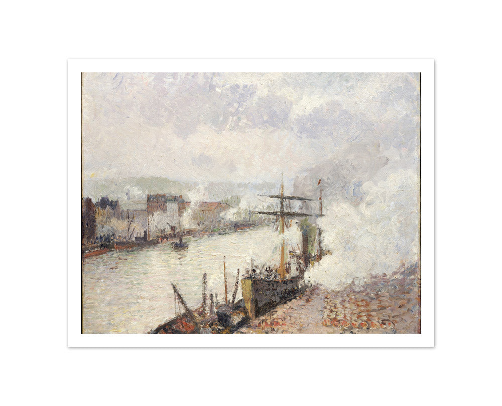 Steamboats in the Port of Rouen by Camille Pissarro - Small / With Margin / No Frame