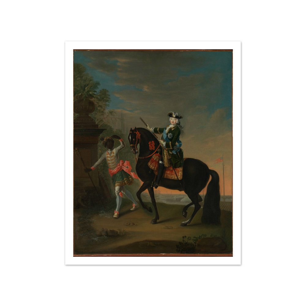 The Empress Elizabeth of Russia (1709–1762) on Horseback, Attended by a Page by Georg Christoph Grooth - Small / With Margin / No Frame