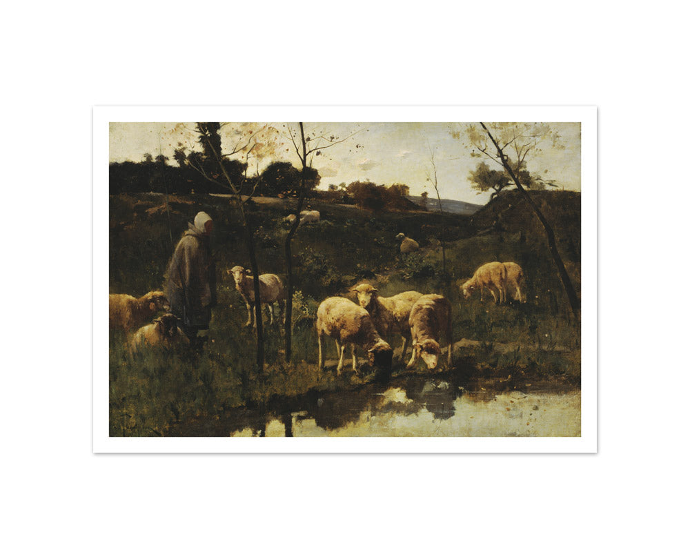 Landscape with Sheep, Picardy by Harry Thompson - Small / With Margin / No Frame