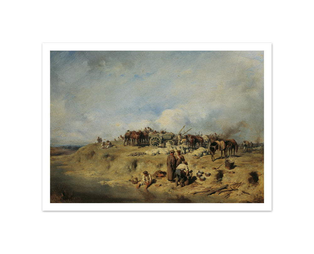 Camp of Russian Soldiers by August von Pettenkofen - Small / With Margin / No Frame