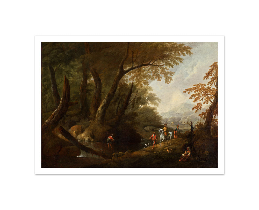 Forest landscape with water on the left by Maximilian Joseph Schinnagl - Small / With Margin / No Frame