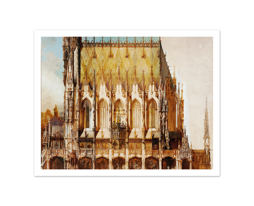 Gothic Burial Church of St. Michael, Side View by Hans Makart - Small / With Margin / No Frame