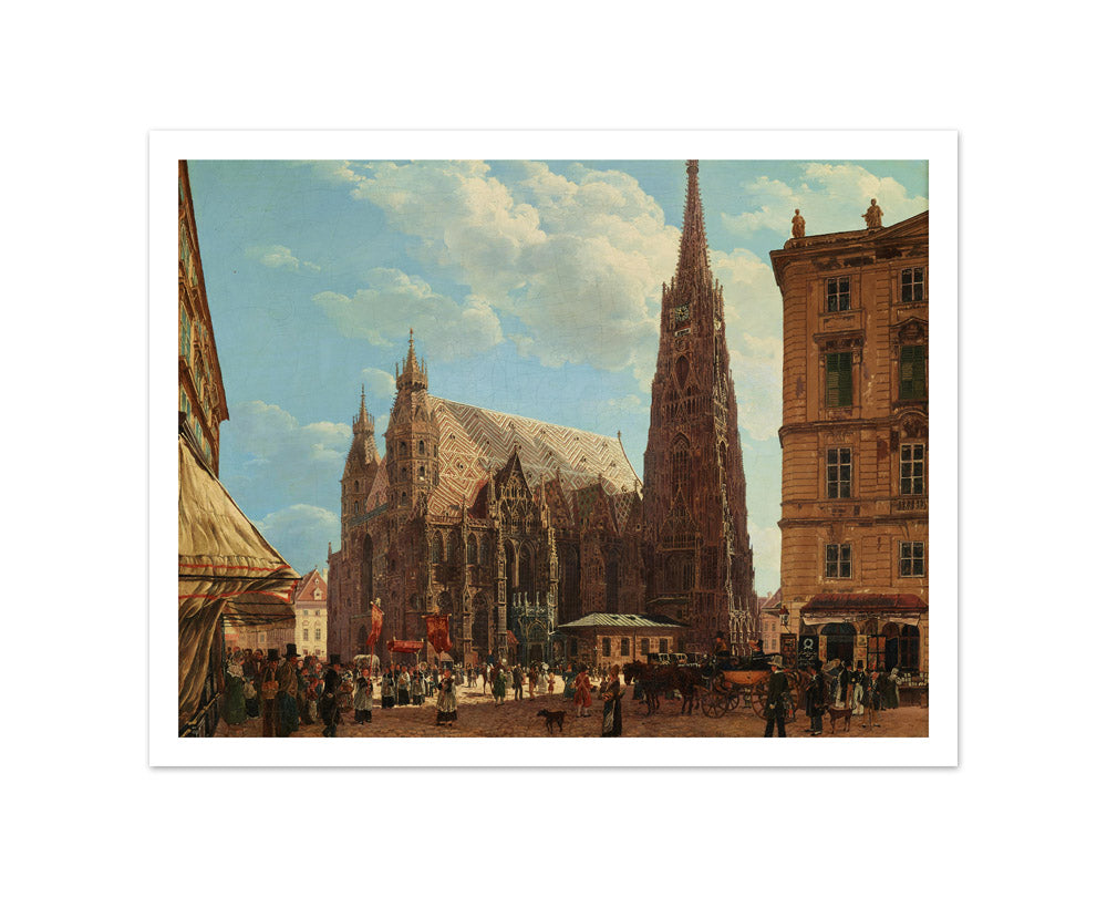 The St. Stephen's Cathedral in Vienna by Rudolf von Alt - Small / With Margin / No Frame