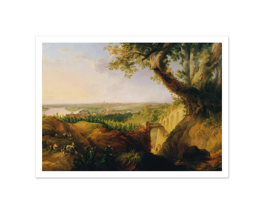 View of the main and imperial city of Vienna from the viewpoint near Nussdorf by Josef Fischer - Small / With Margin / No Frame