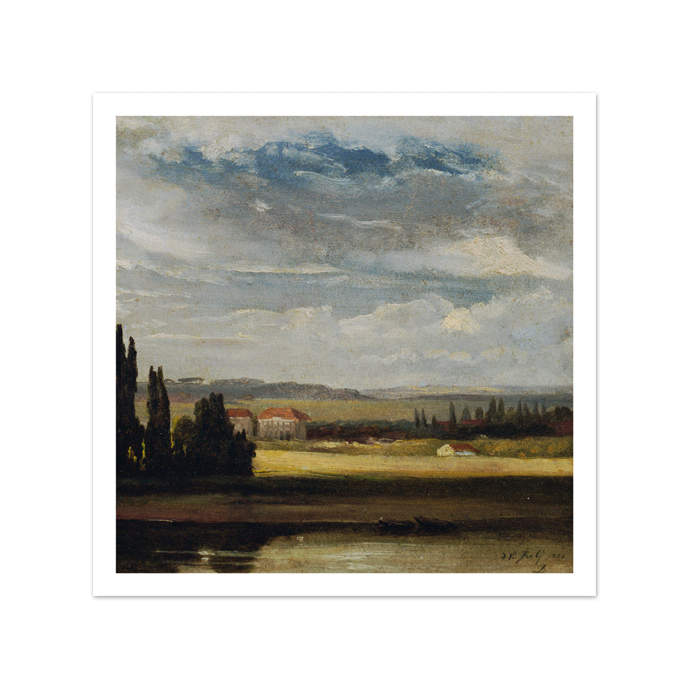 Landscape view with high cloud sky by Johan Christian Claussen Dahl - Small / With Margin / No Frame