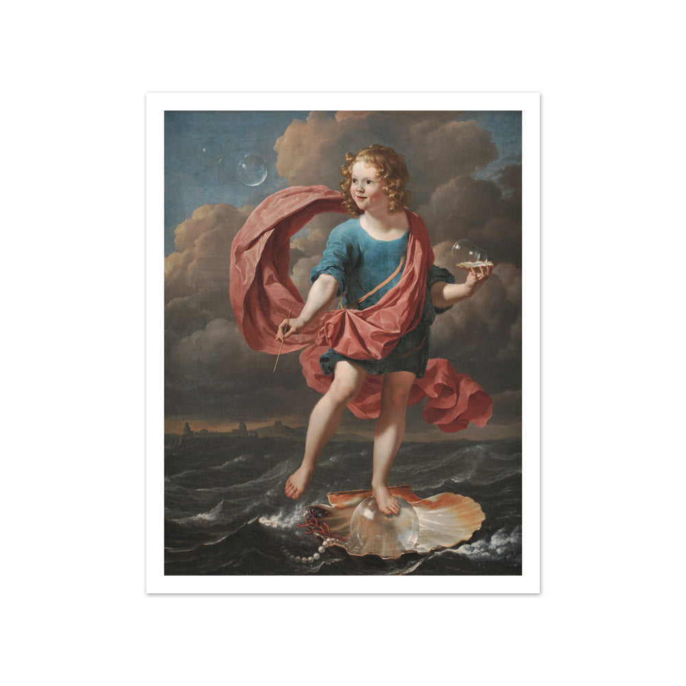 Boy Blowing Soap Bubbles. Allegory on the Brevity of Life by Karel Du Jardin - Small / With Margin / No Frame