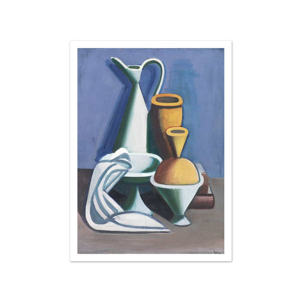 Still Life with Water Jug, Towel and Jars by Vilhelm Lundstrøm - Small / With Margin / No Frame