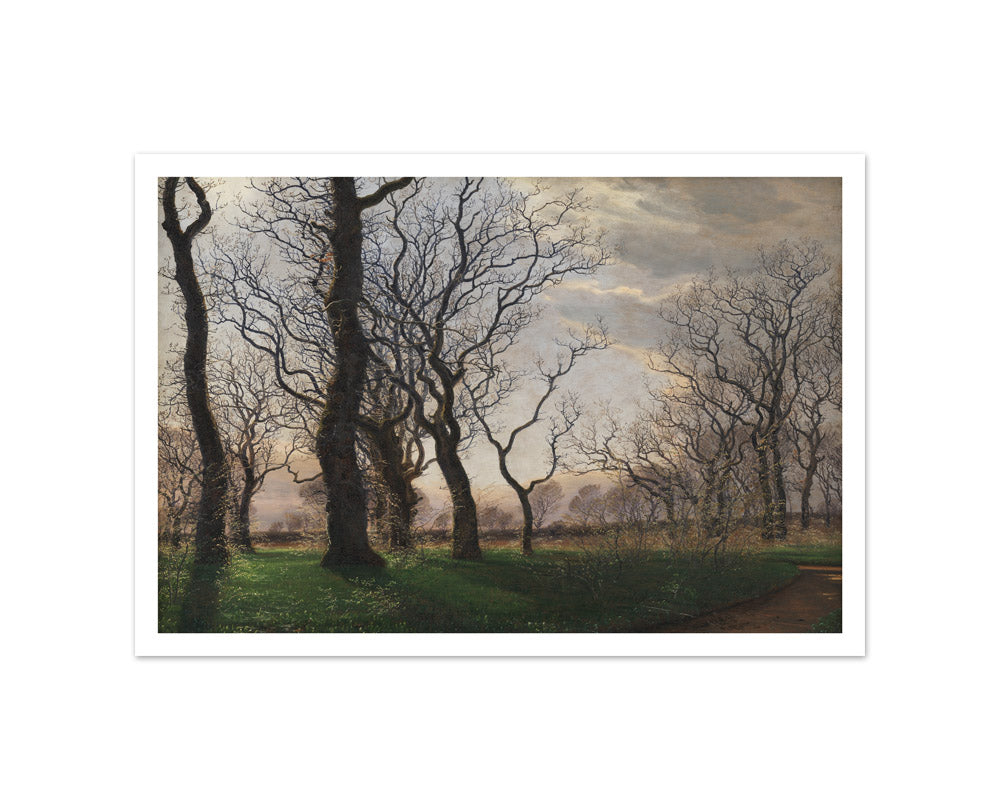 On the Outskirts of an Oak Forest on an Early Spring Morning by Janus la Cour - Small / With Margin / No Frame
