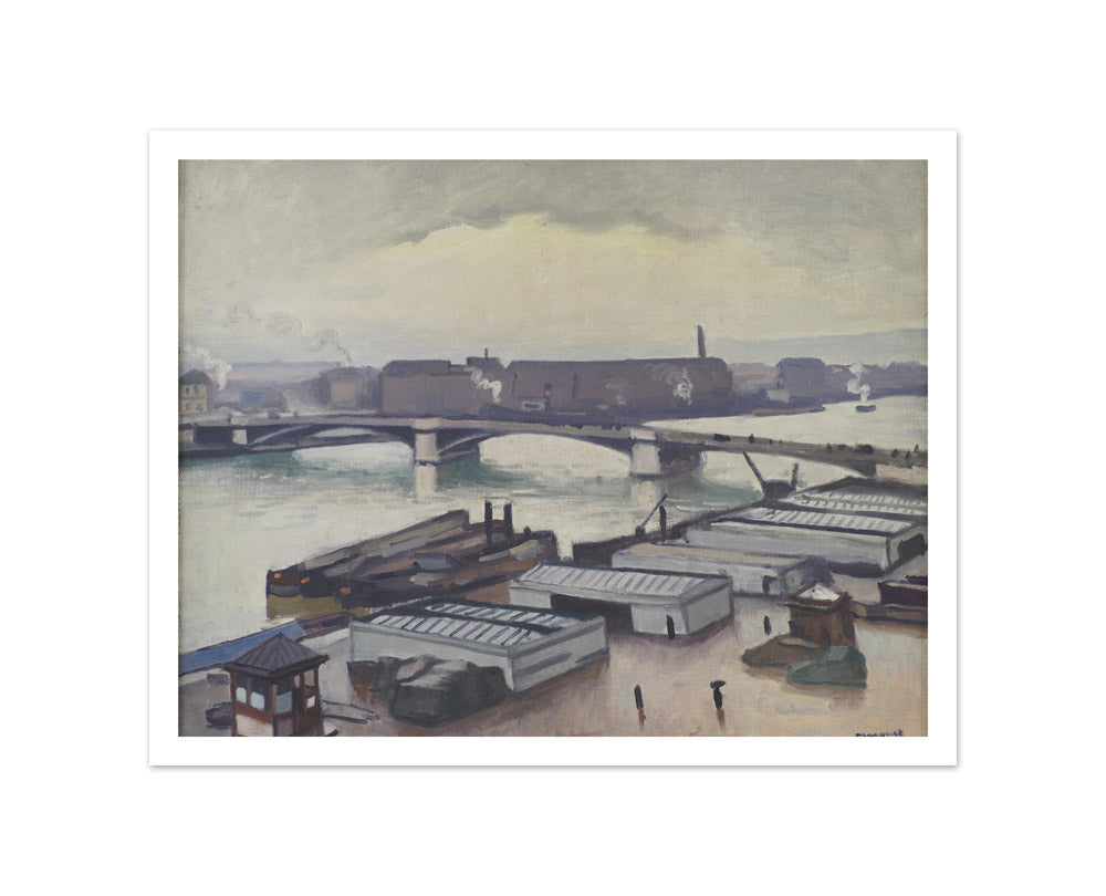 Quai de Paris at Rouen. Rainy Weather by Albert Marquet - Small / With Margin / No Frame
