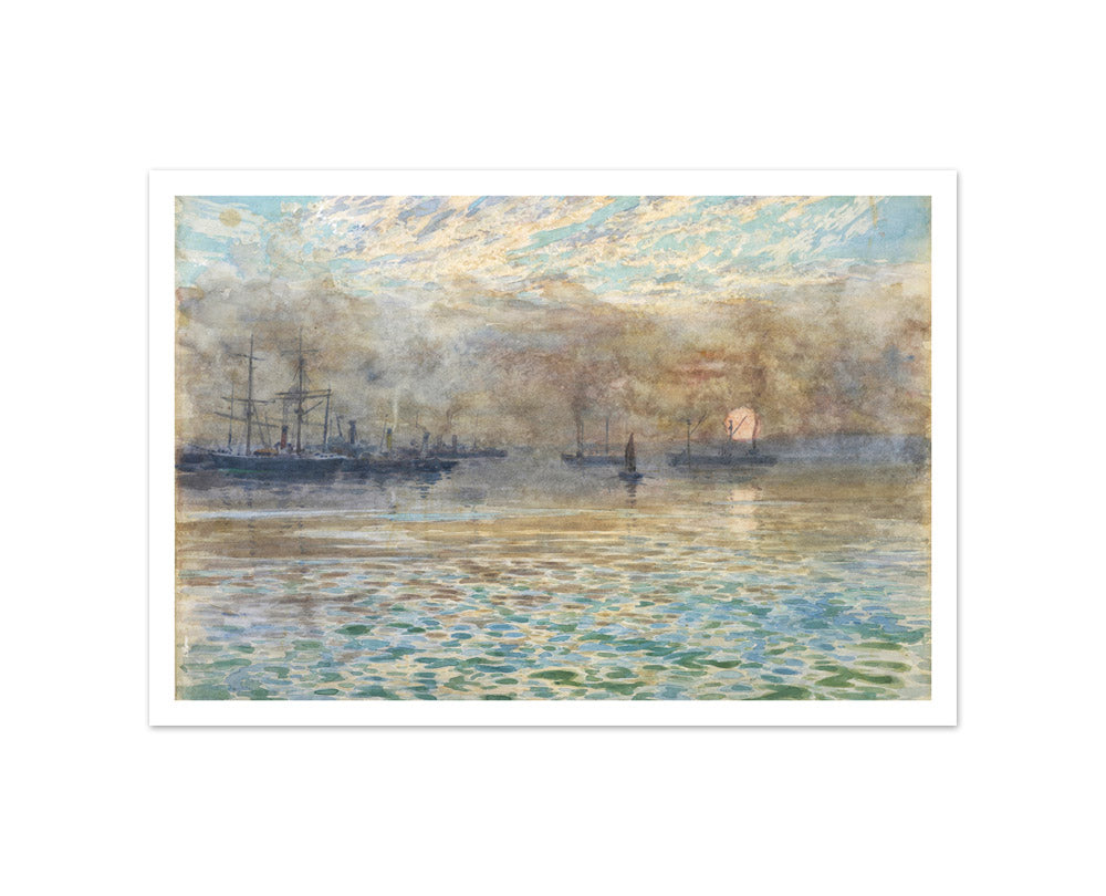 Winter morning, Wellington Harbour by James Nairn - Small / With Margin / No Frame