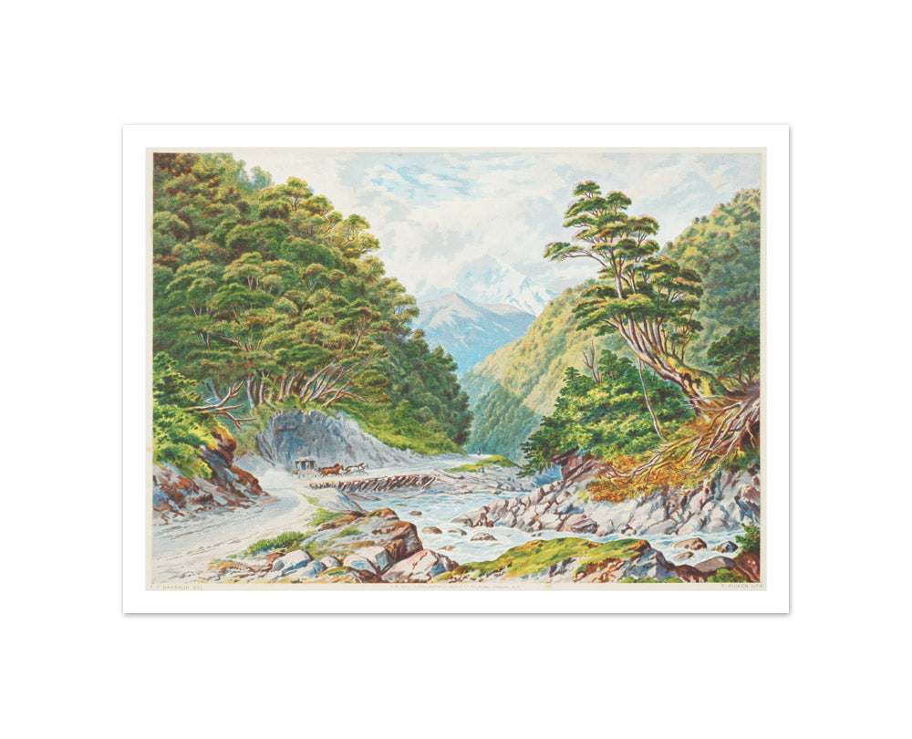 New Zealand Graphic and Descriptive. Otira Gorge, West Coast Road by Charles Decimus Barraud - Small / With Margin / No Frame