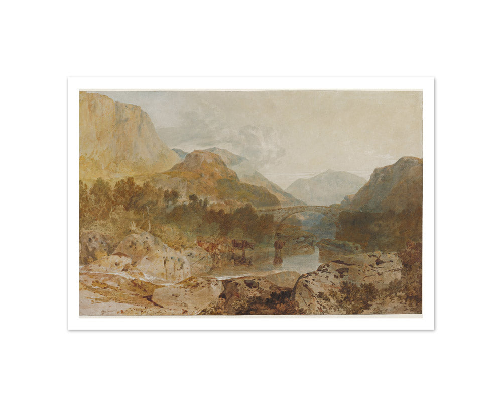 Joseph Mallord William Turner - Borrowdale, with Longthwaite Bridge and Castle Crag - Small / With Margin / No Frame