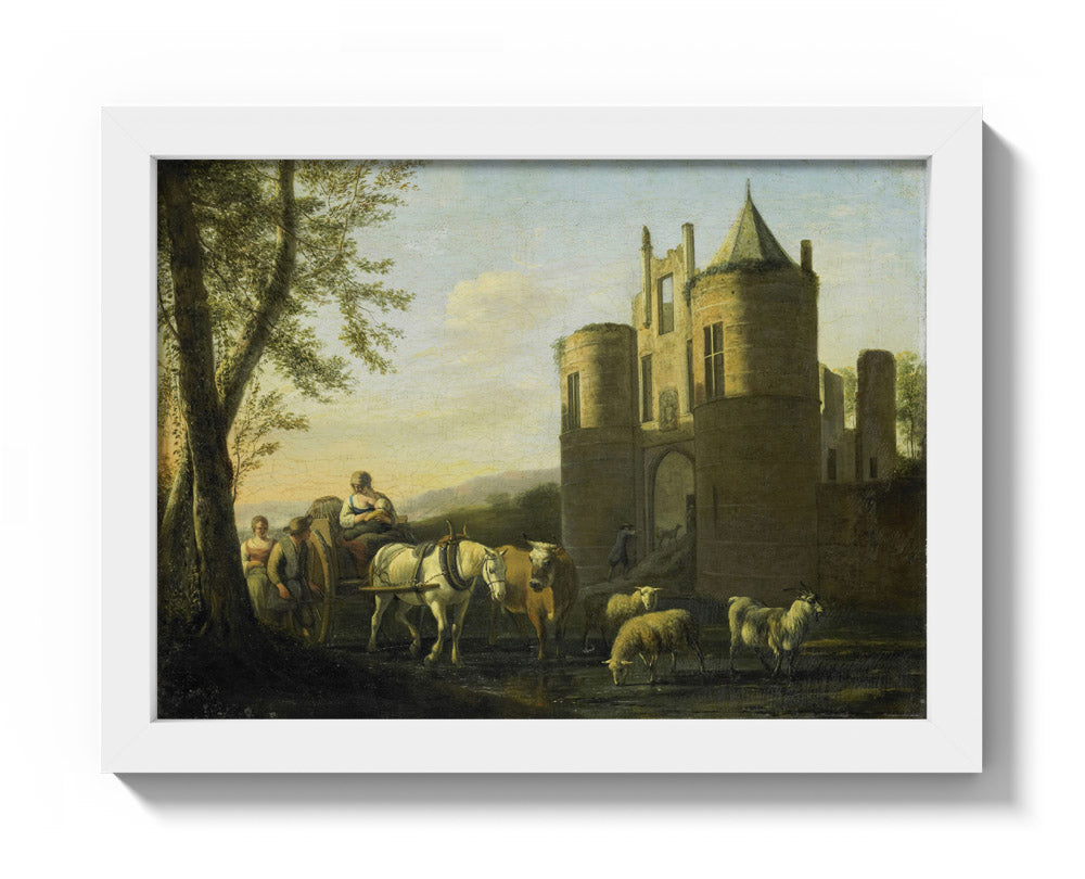 The Main Gate to Egmond Castle by Gerrit Berckheyde - Compact / Full Bleed / White Frame