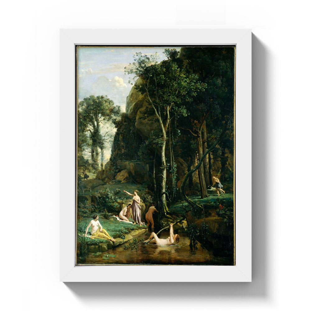 Diana and Actaeon (Diana Surprised in Her Bath) by Camille Corot - Compact / Full Bleed / White Frame
