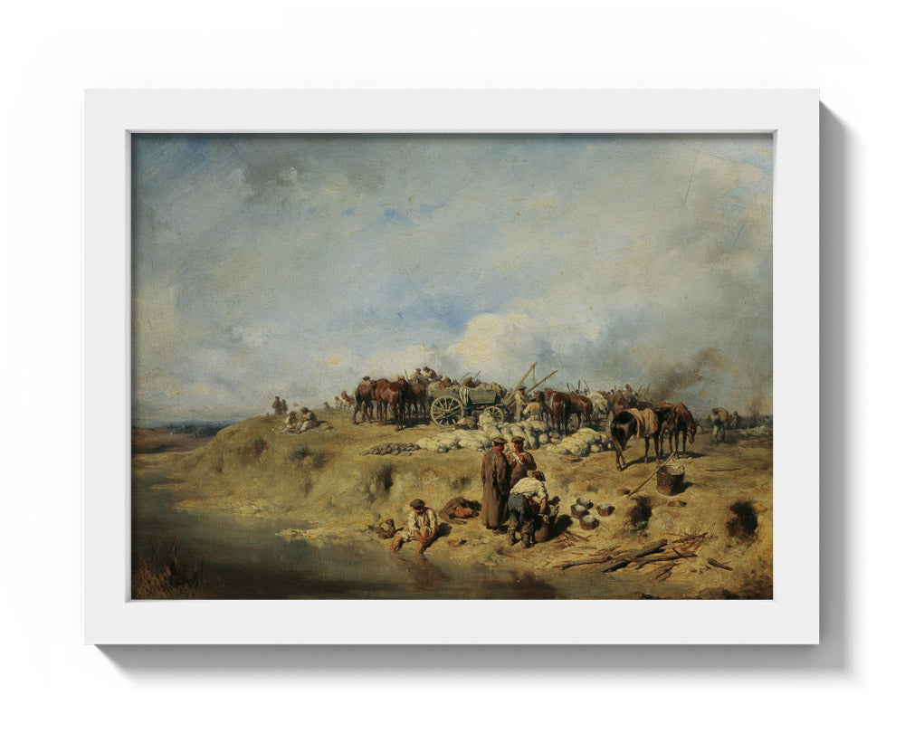 Camp of Russian Soldiers by August von Pettenkofen - Compact / Full Bleed / White Frame