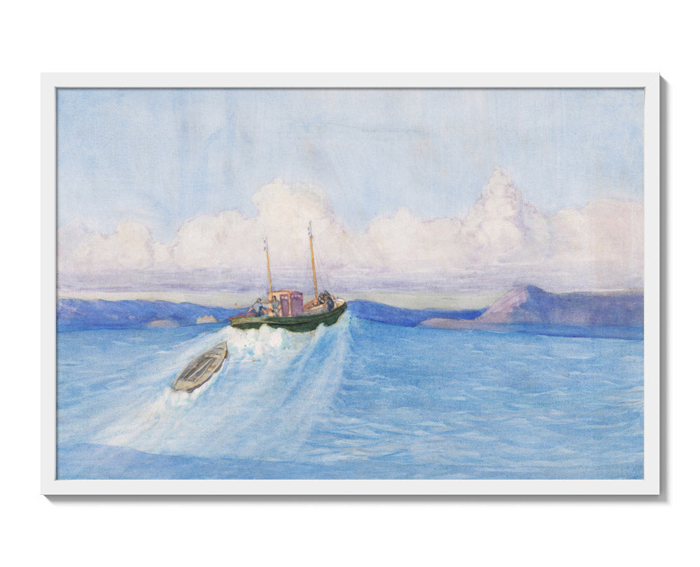 Riding the swell, Wellington Harbour by Dorothy Richmond - Extra Large / Full Bleed / White Frame
