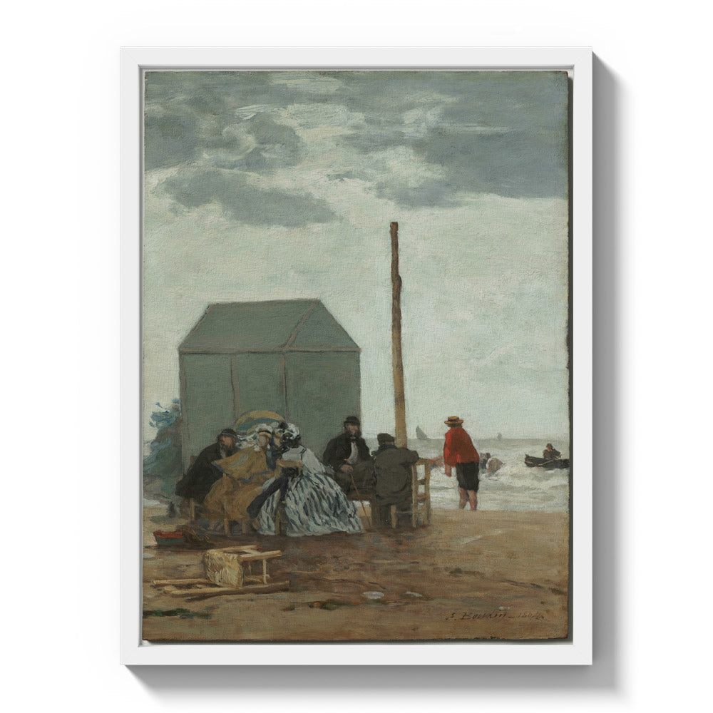 The Beach at Deauville by Eugène Boudin - Large / Full Bleed / White Frame