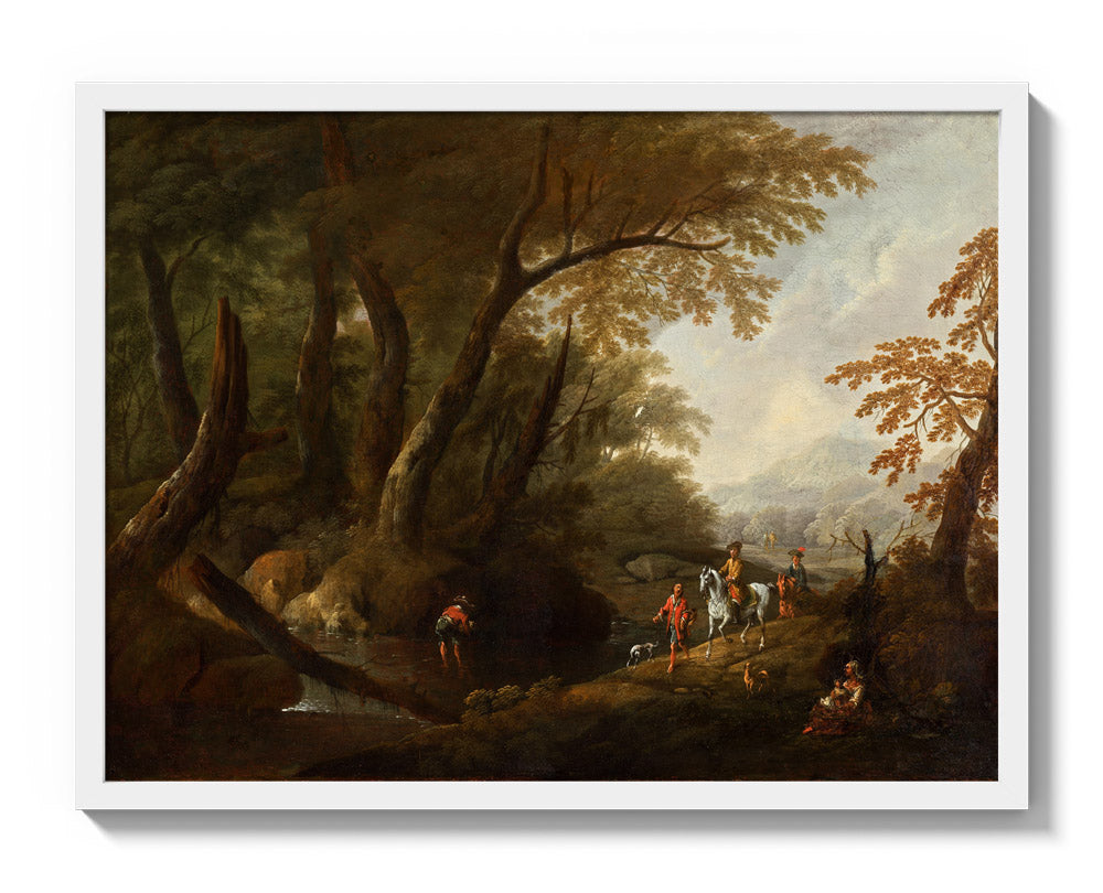Forest landscape with water on the left by Maximilian Joseph Schinnagl - Large / Full Bleed / White Frame