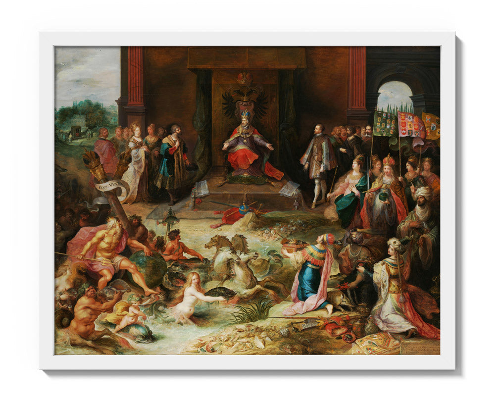 Allegory on the Abdication of Emperor Charles v in Brussels by Frans Francken (II) - Medium / Full Bleed / White Frame