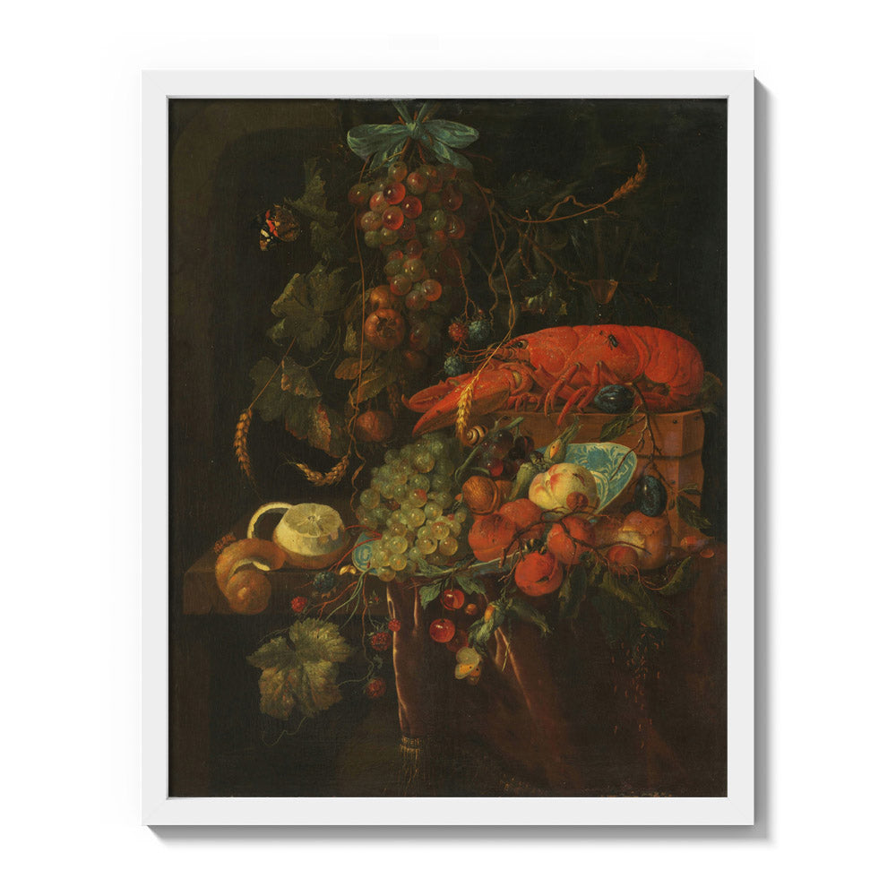 Still Life with Fruit and a Lobster by Jan Davidsz. de Heem - Medium / Full Bleed / White Frame