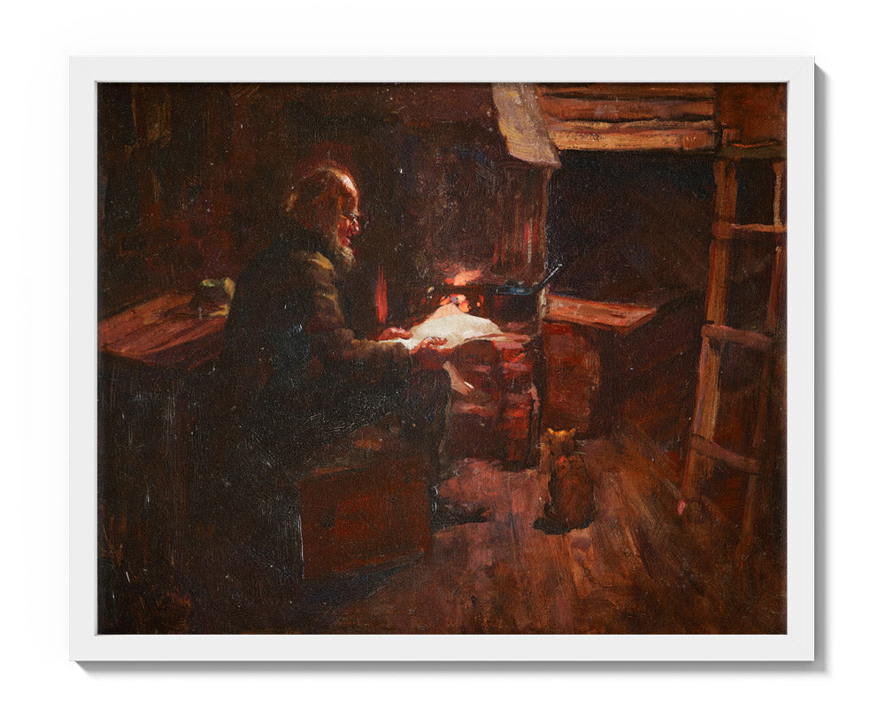 The hermit of Wellington harbour by Petrus van der Velden - Medium / Full Bleed / White Frame