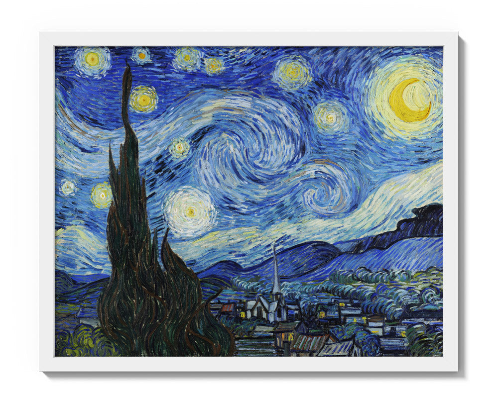 Vincent Van Gogh - The Starry Night - Medium / Full Bleed / White Frame
