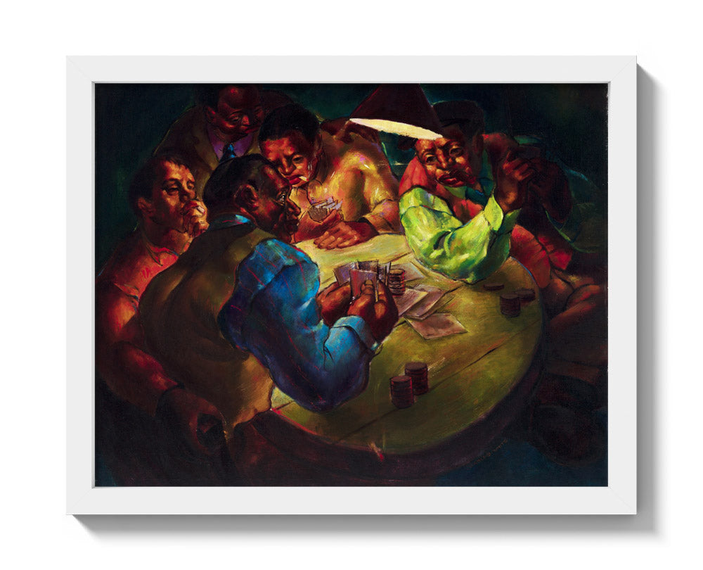 Card Players by Charles White - Small / Full Bleed / White Frame