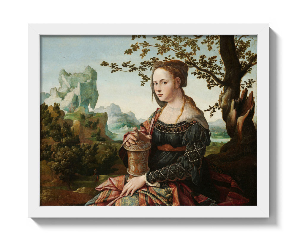 Mary Magdalene by Jan van Scorel - Small / Full Bleed / White Frame