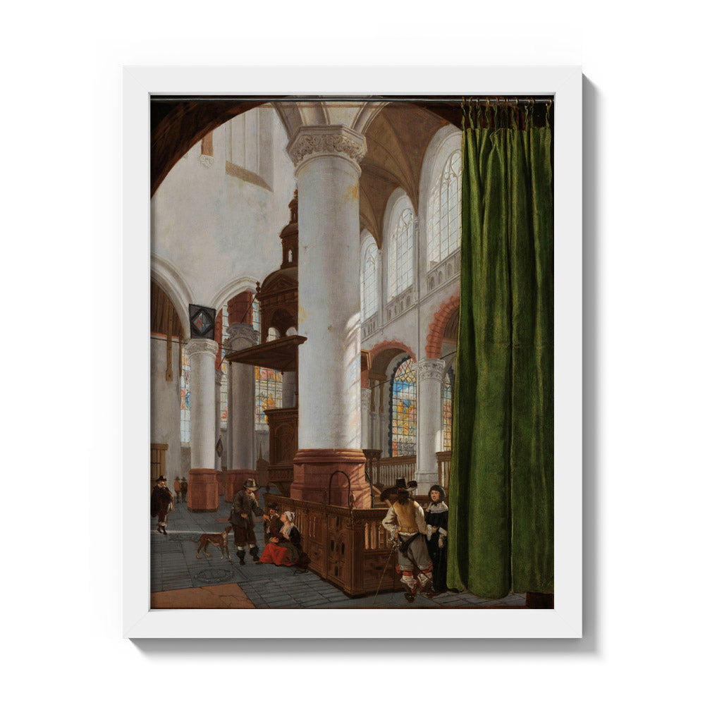 Interior of the Oude Kerk in Delft by Gerard Houckgeest - Small / Full Bleed / White Frame