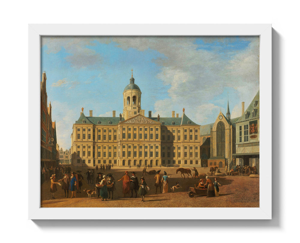 The Town Hall on Dam Square, Amsterdam by Gerrit Berckheyde - Small / Full Bleed / White Frame