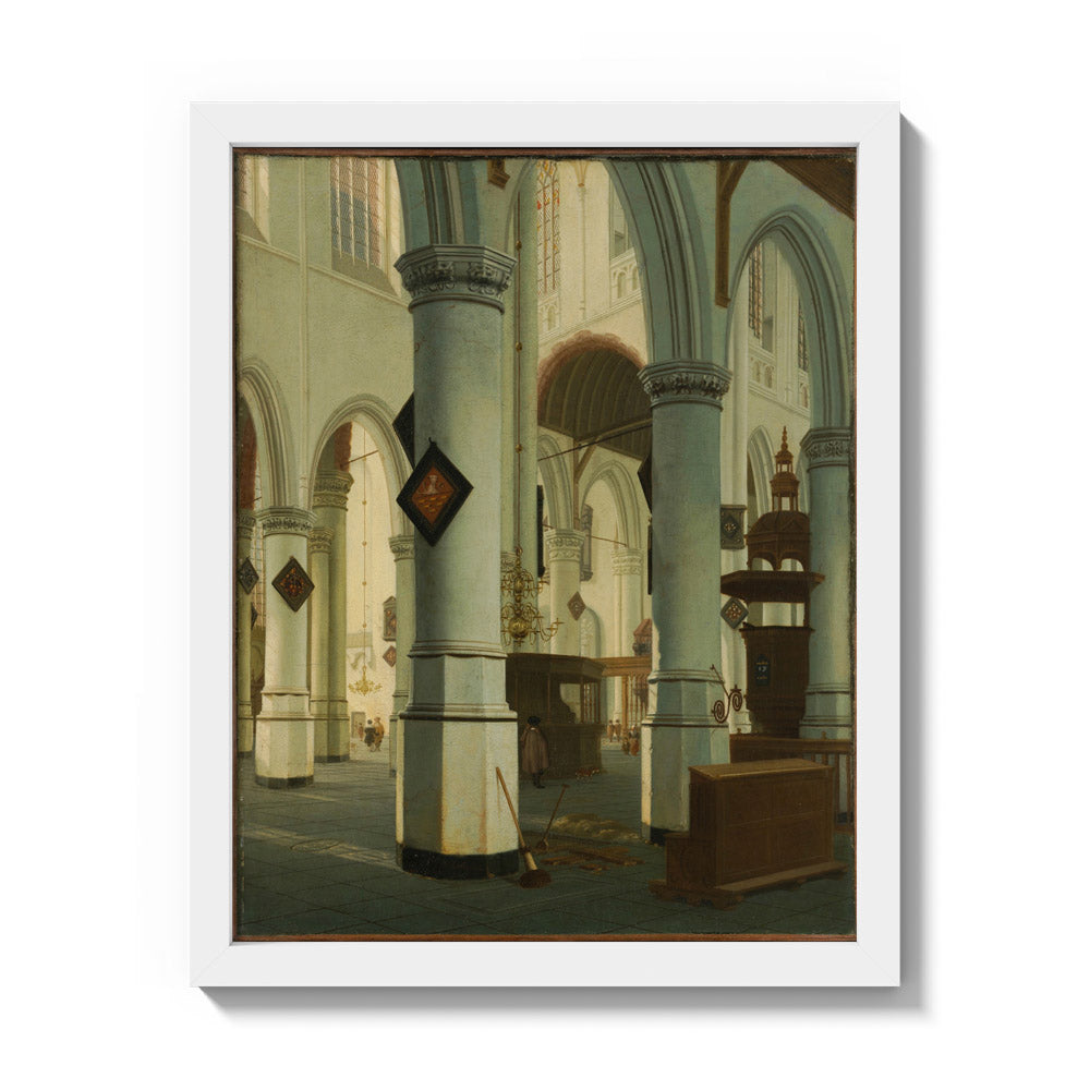 Interior of the Oude Kerk, Delft by Hendrick van Vliet - Small / Full Bleed / White Frame