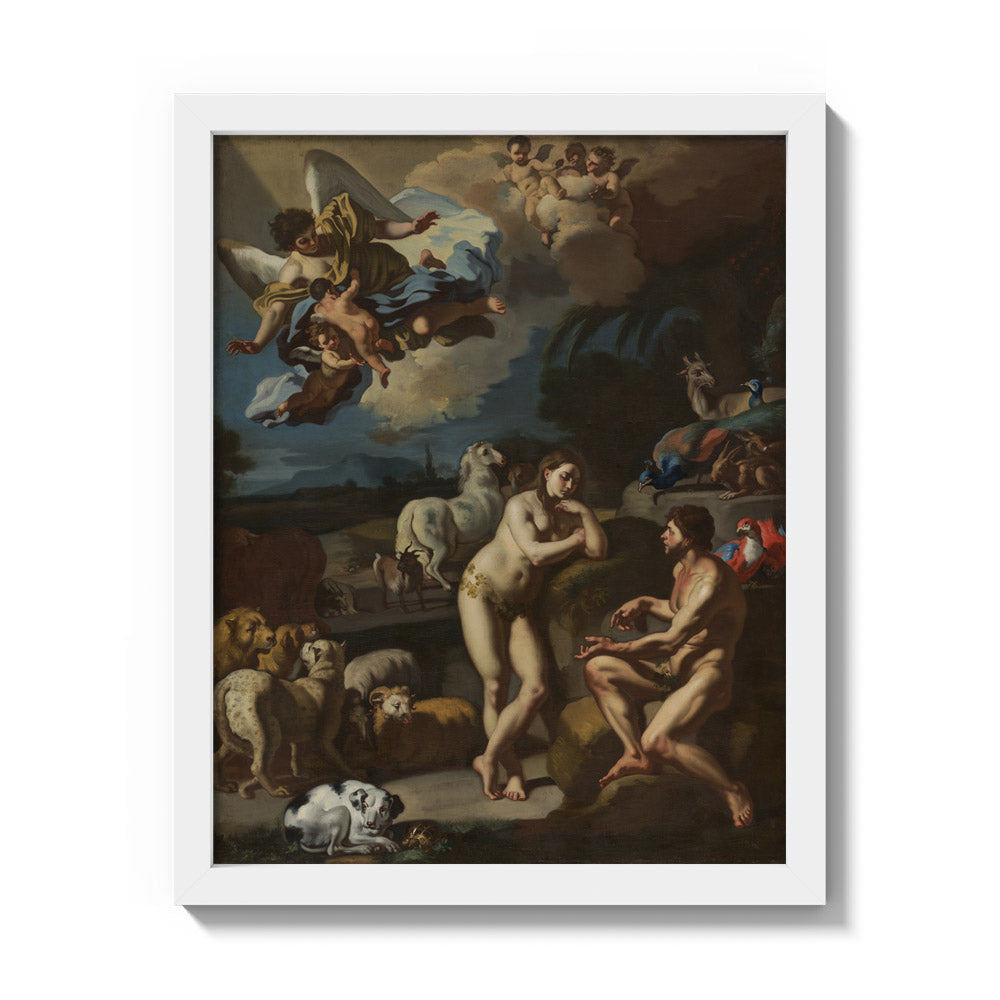 Adam and Eve in Paradise by Francesco Solimena - Small / Full Bleed / White Frame