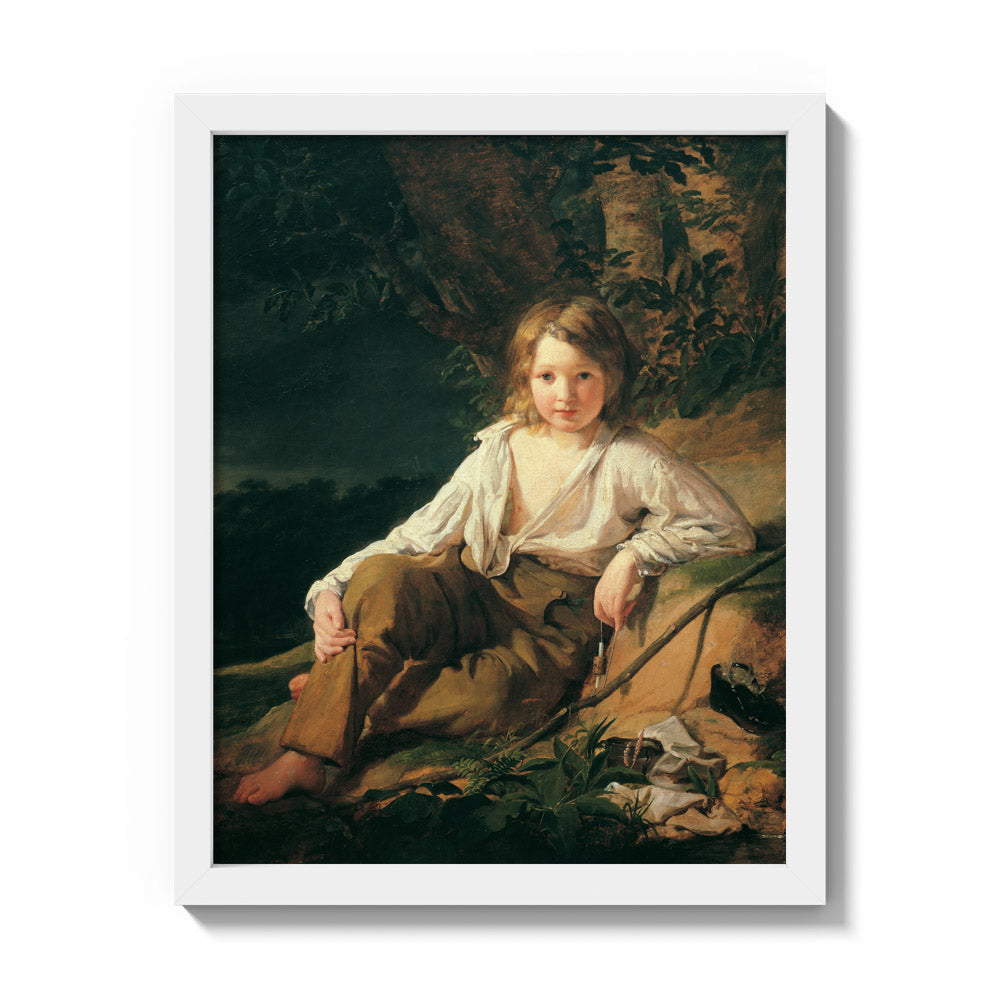 A Fisher Boy by Friedrich von Amerling - Small / Full Bleed / White Frame