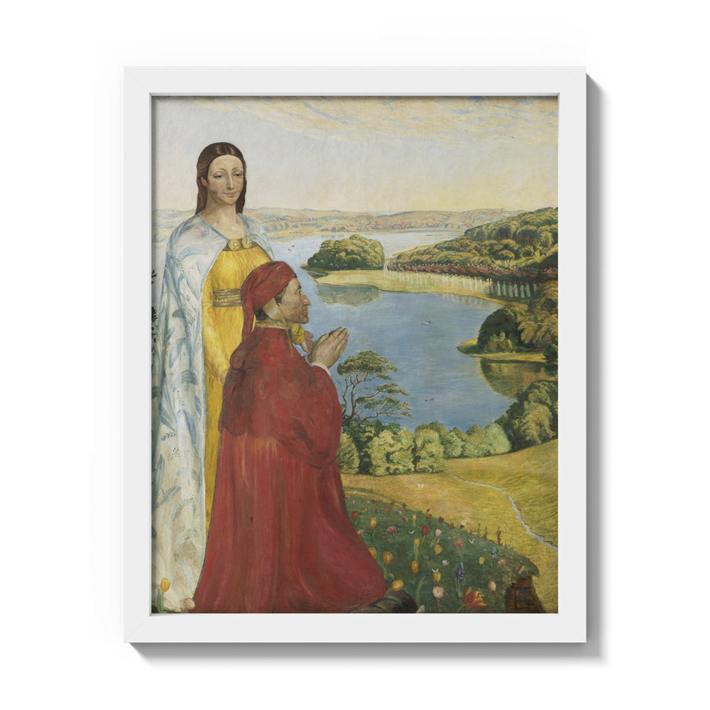 Dante and Beatrice in Paradise by Poul S. Christiansen - Small / Full Bleed / White Frame