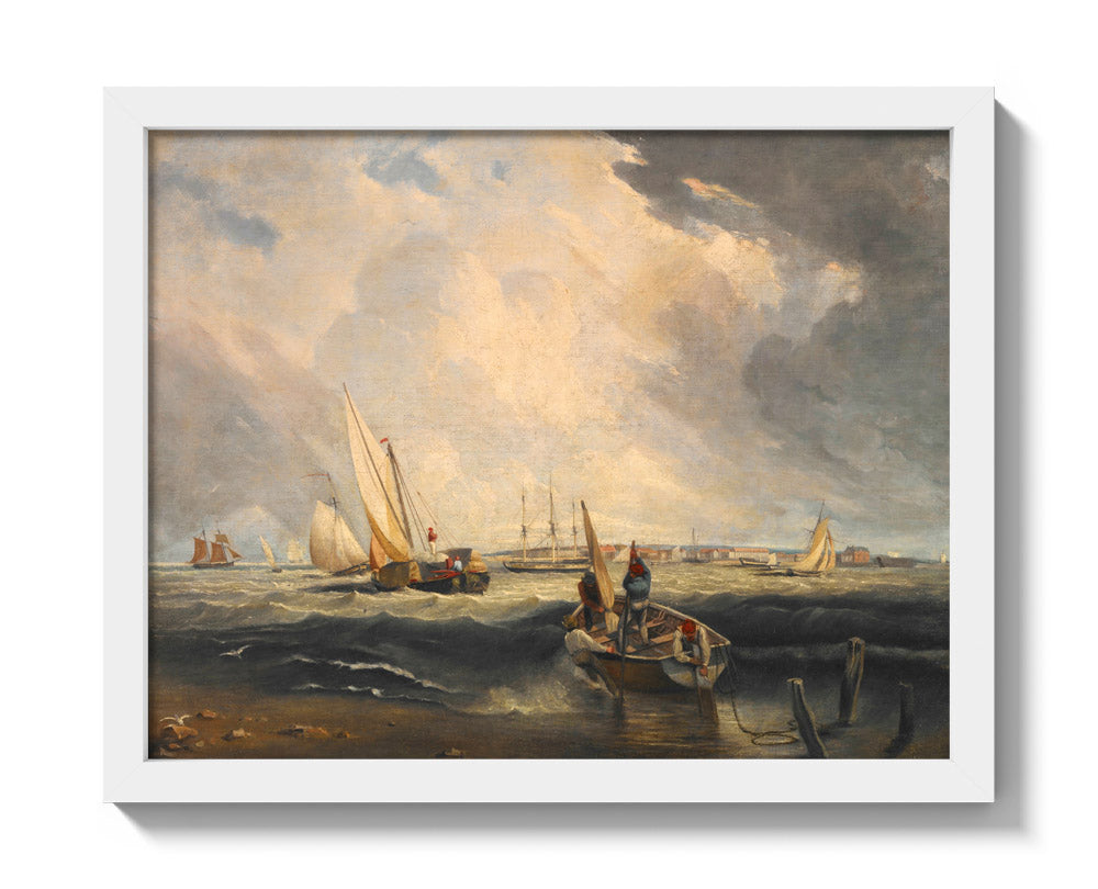 Bligh Sands, Sheerness by Clarkson Stanfield - Small / Full Bleed / White Frame