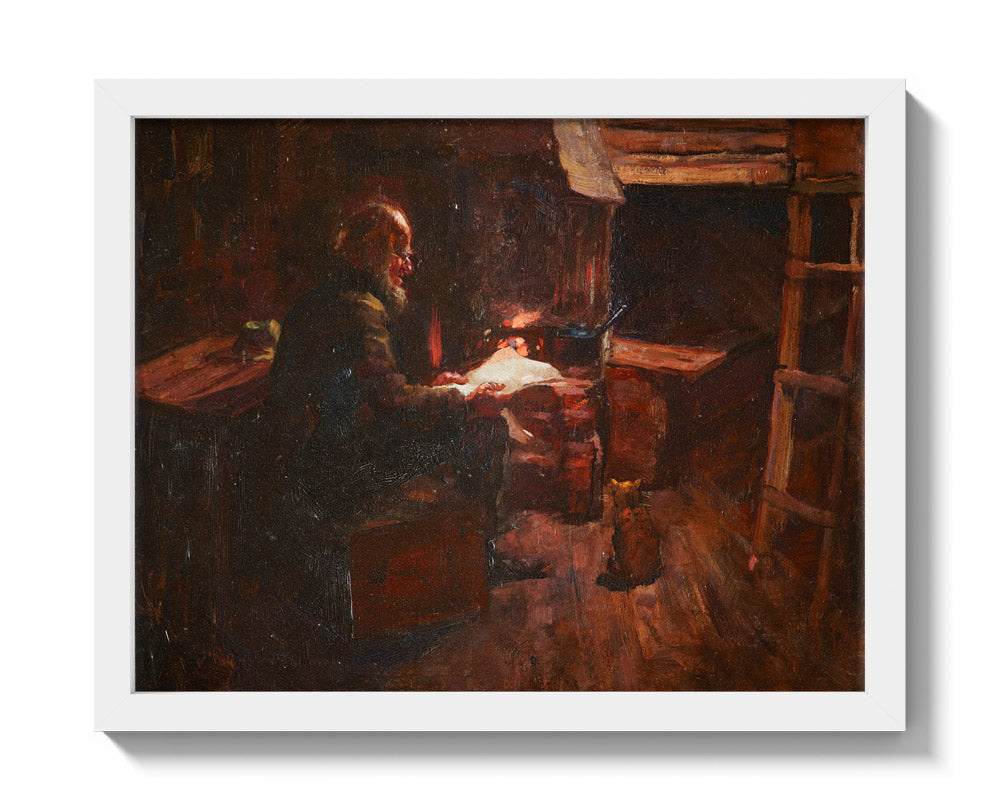 The hermit of Wellington harbour by Petrus van der Velden - Small / Full Bleed / White Frame