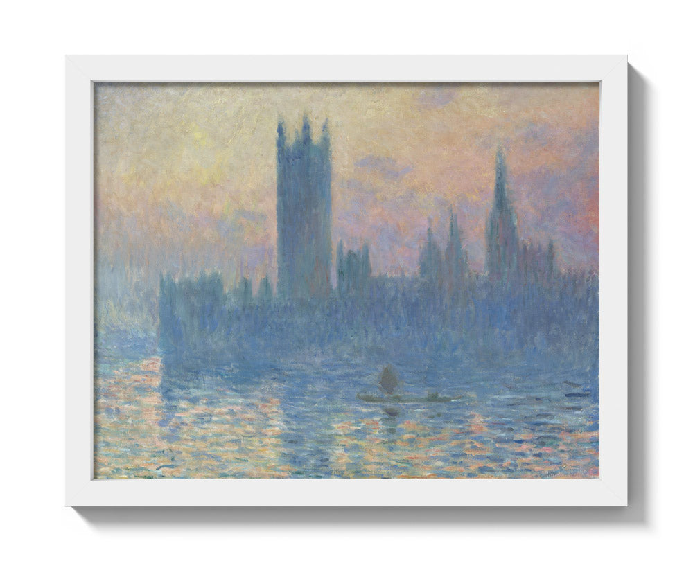 Claude Monet - The Houses of Parliament, Sunset - Small / Full Bleed / White Frame